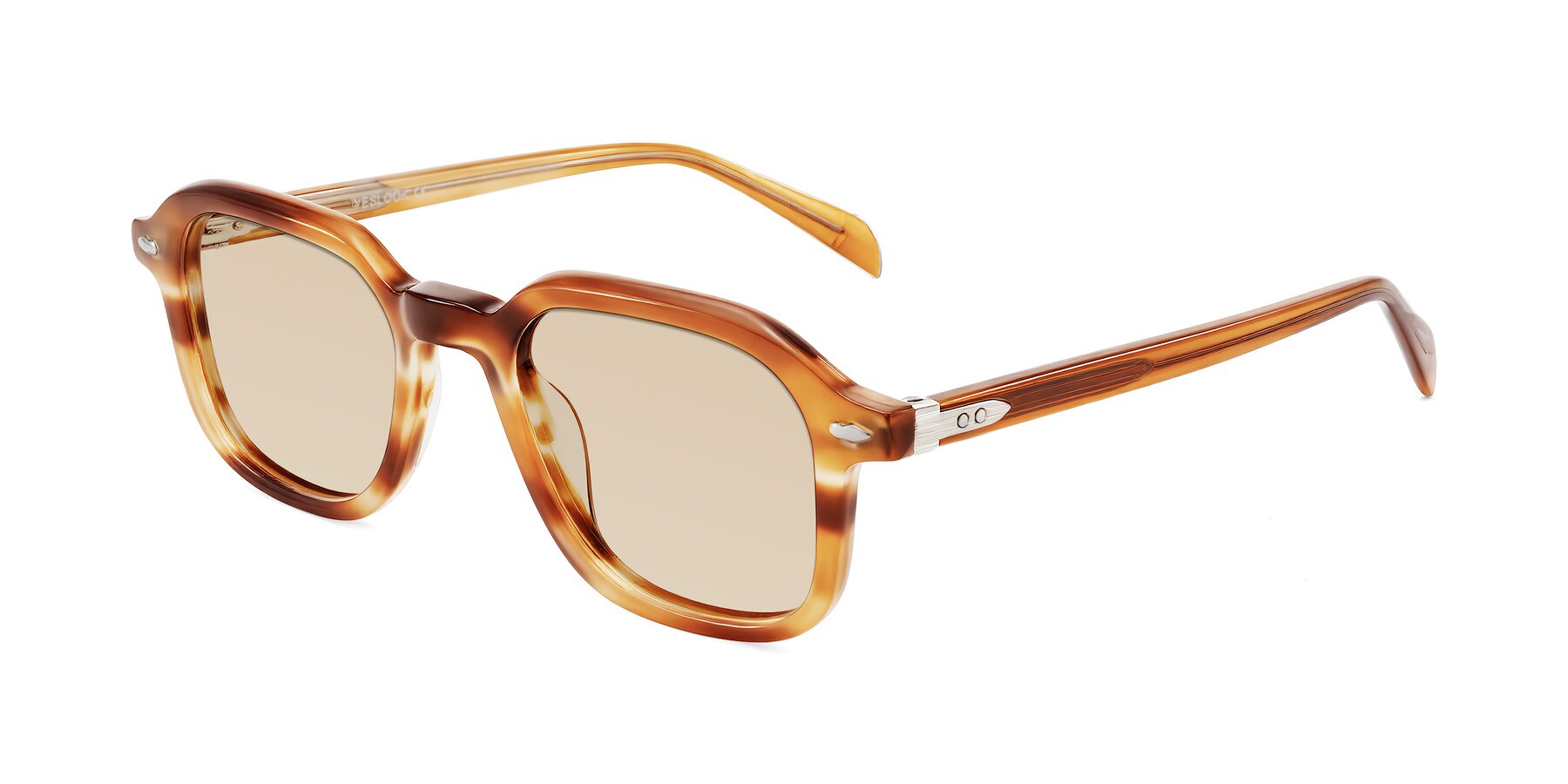 Angle of Salyba in Amber Striped with Light Brown Tinted Lenses