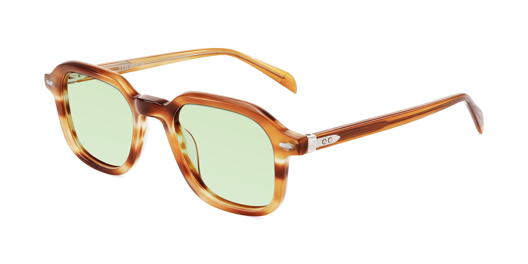 Angle of Salyba in Amber Striped with Light Green Tinted Lenses
