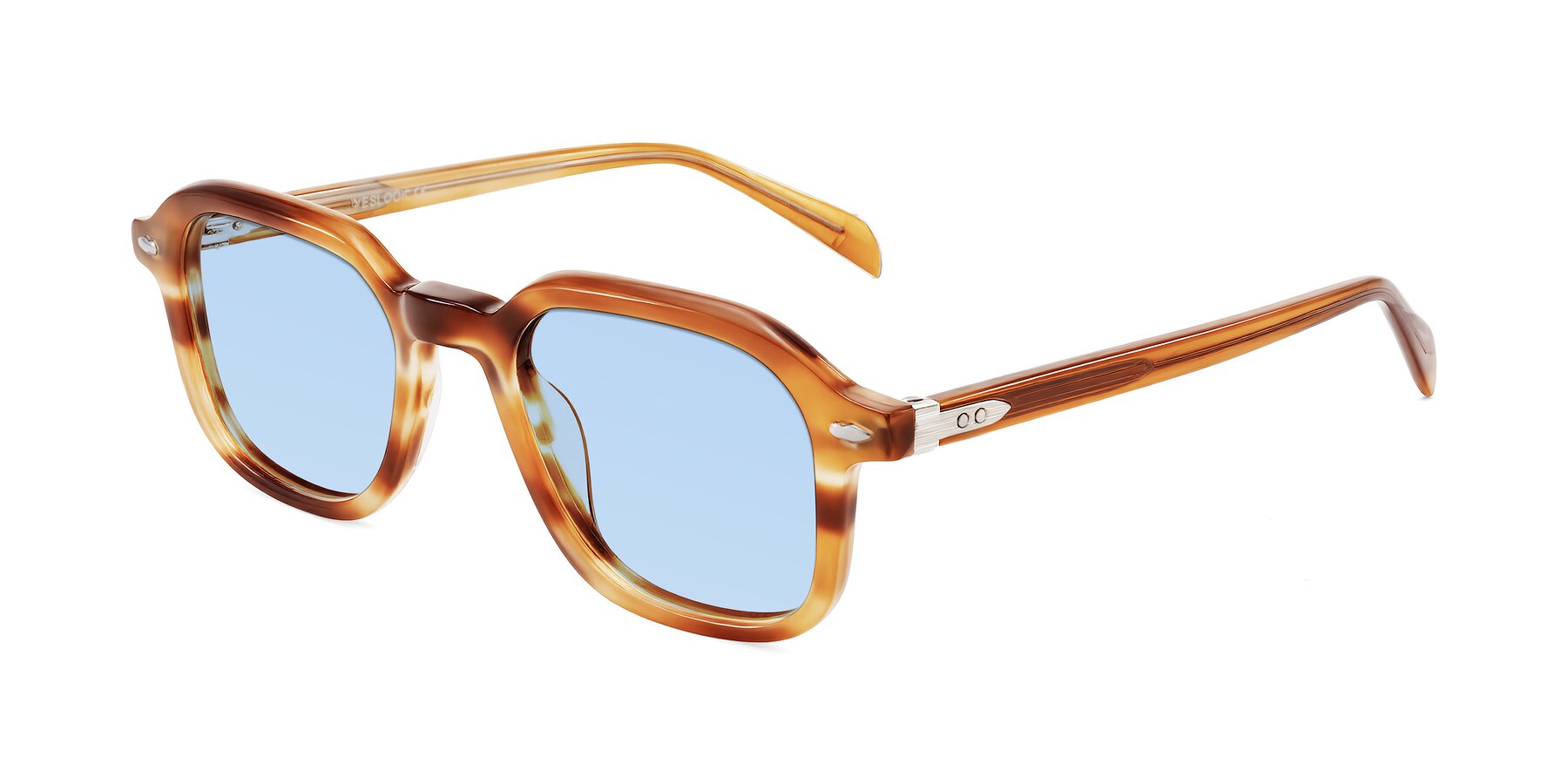 Angle of Salyba in Amber Striped with Light Blue Tinted Lenses