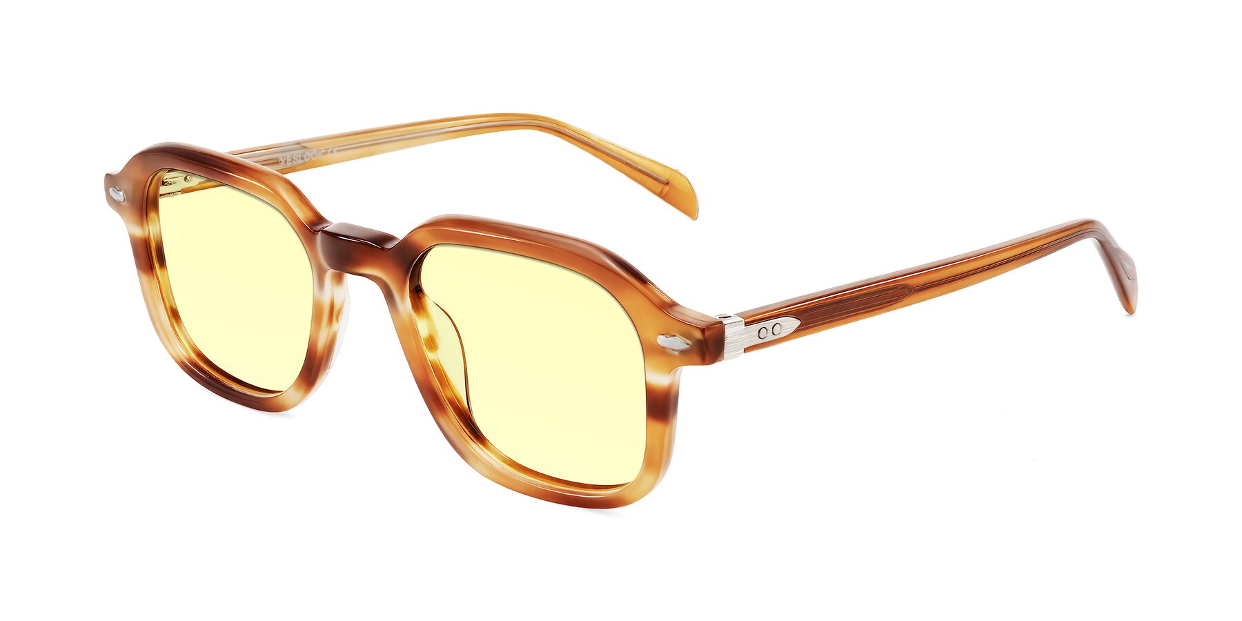 Angle of Salyba in Amber Striped with Light Yellow Tinted Lenses