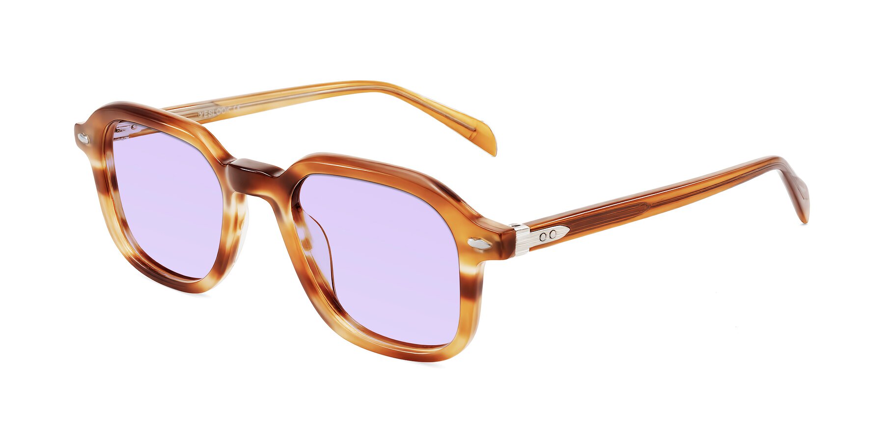 Angle of Salyba in Amber Striped with Light Purple Tinted Lenses
