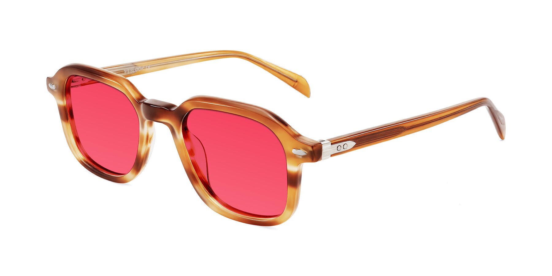 Angle of Salyba in Amber Striped with Red Tinted Lenses