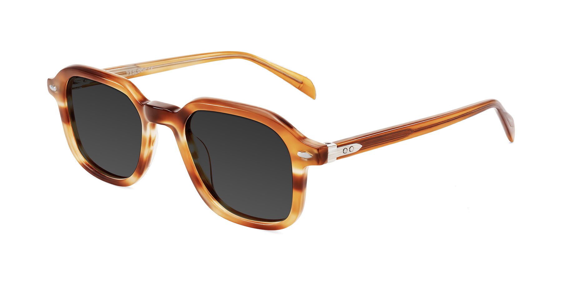 Angle of Salyba in Amber Striped with Gray Tinted Lenses