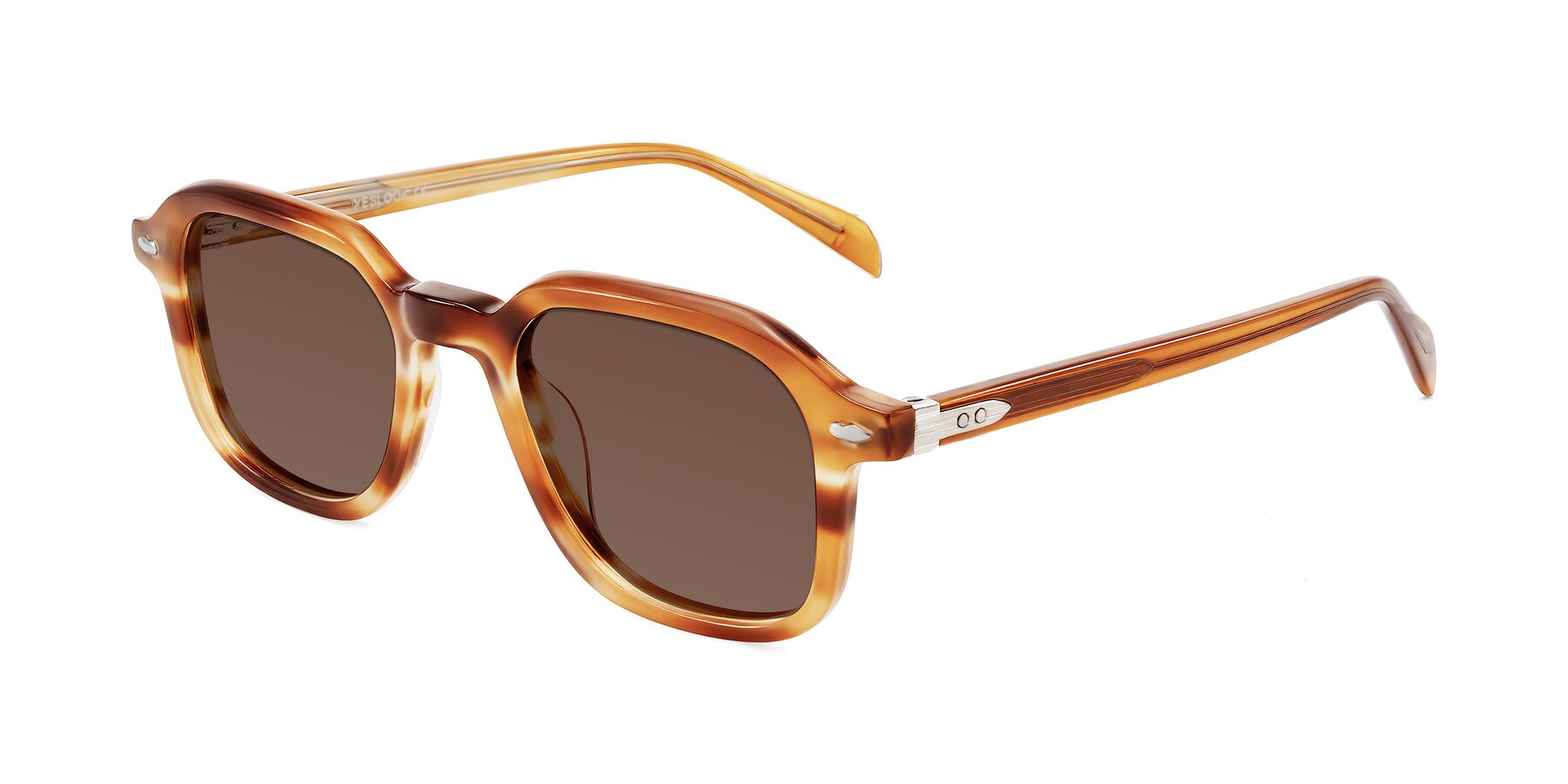 Angle of Salyba in Amber Striped with Brown Tinted Lenses