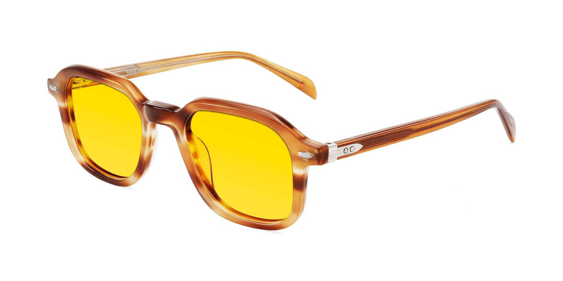 Angle of Salyba in Amber Striped with Yellow Tinted Lenses