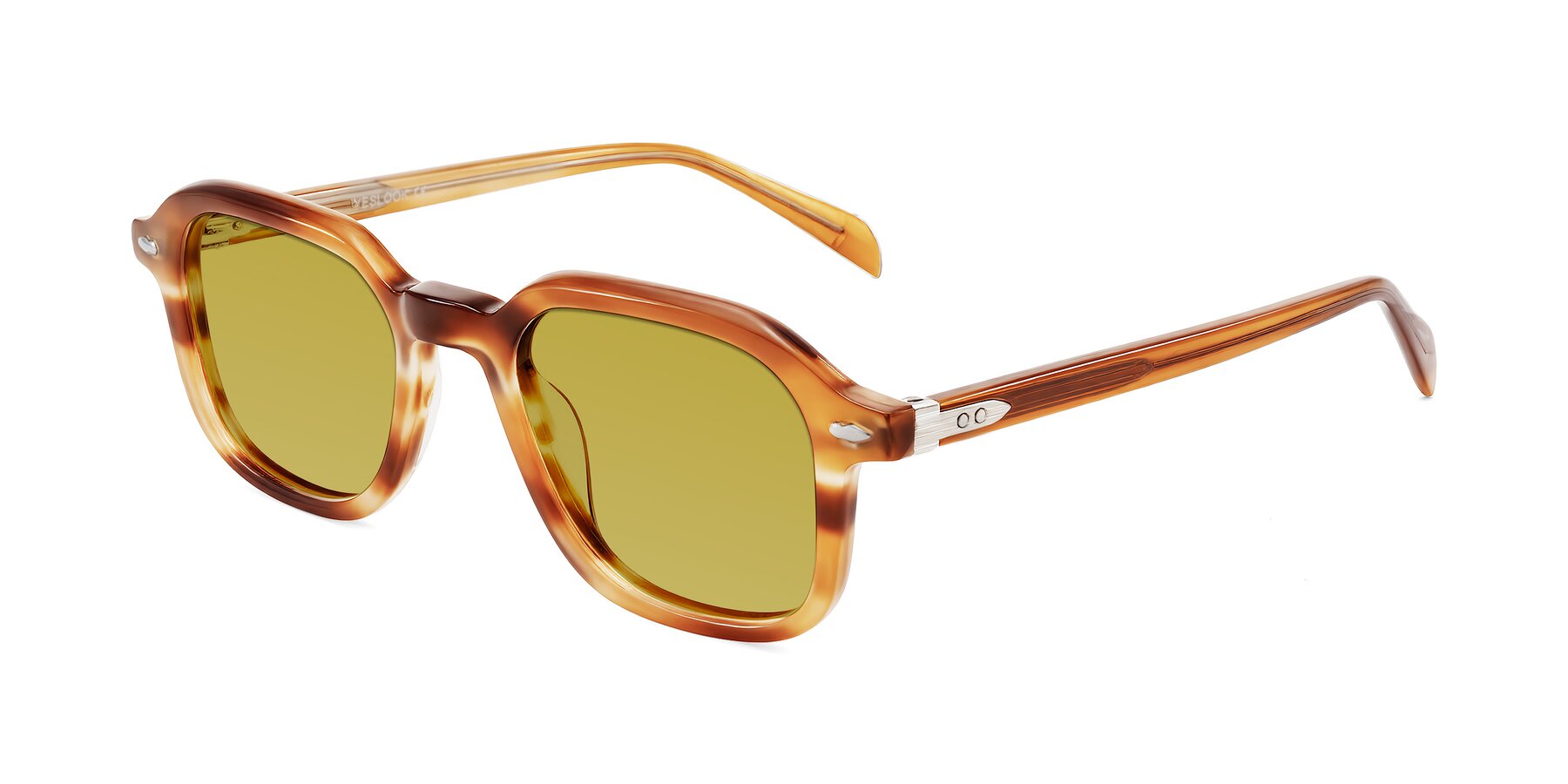 Angle of Salyba in Amber Striped with Champagne Tinted Lenses