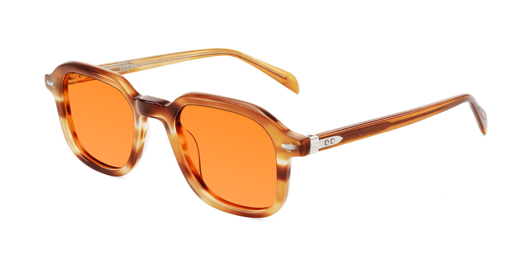 Angle of Salyba in Amber Striped with Orange Tinted Lenses