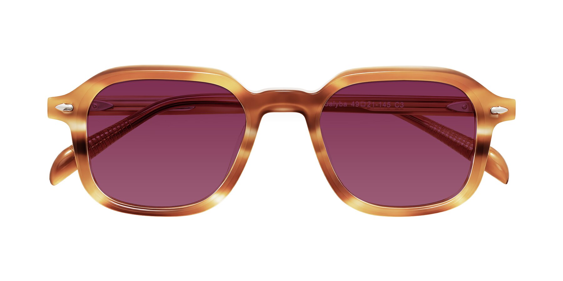 Folded Front of Salyba in Amber Striped with Wine Tinted Lenses