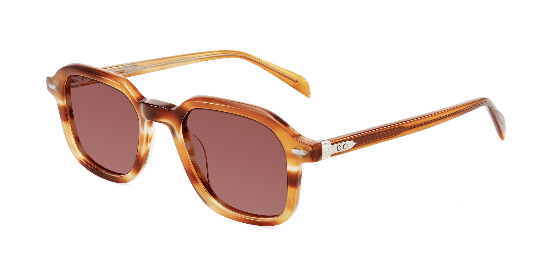 Angle of Salyba in Amber Striped with Garnet Tinted Lenses