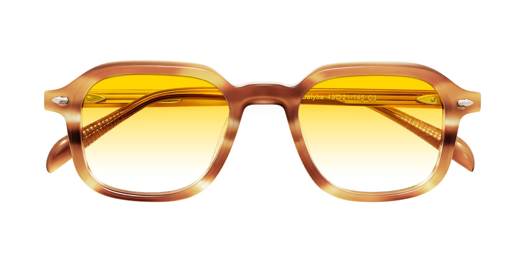 Folded Front of Salyba in Amber Striped with Yellow Gradient Lenses