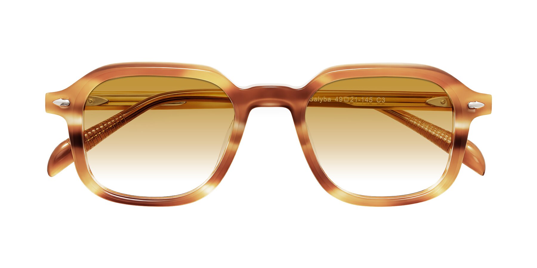 Folded Front of Salyba in Amber Striped with Champagne Gradient Lenses