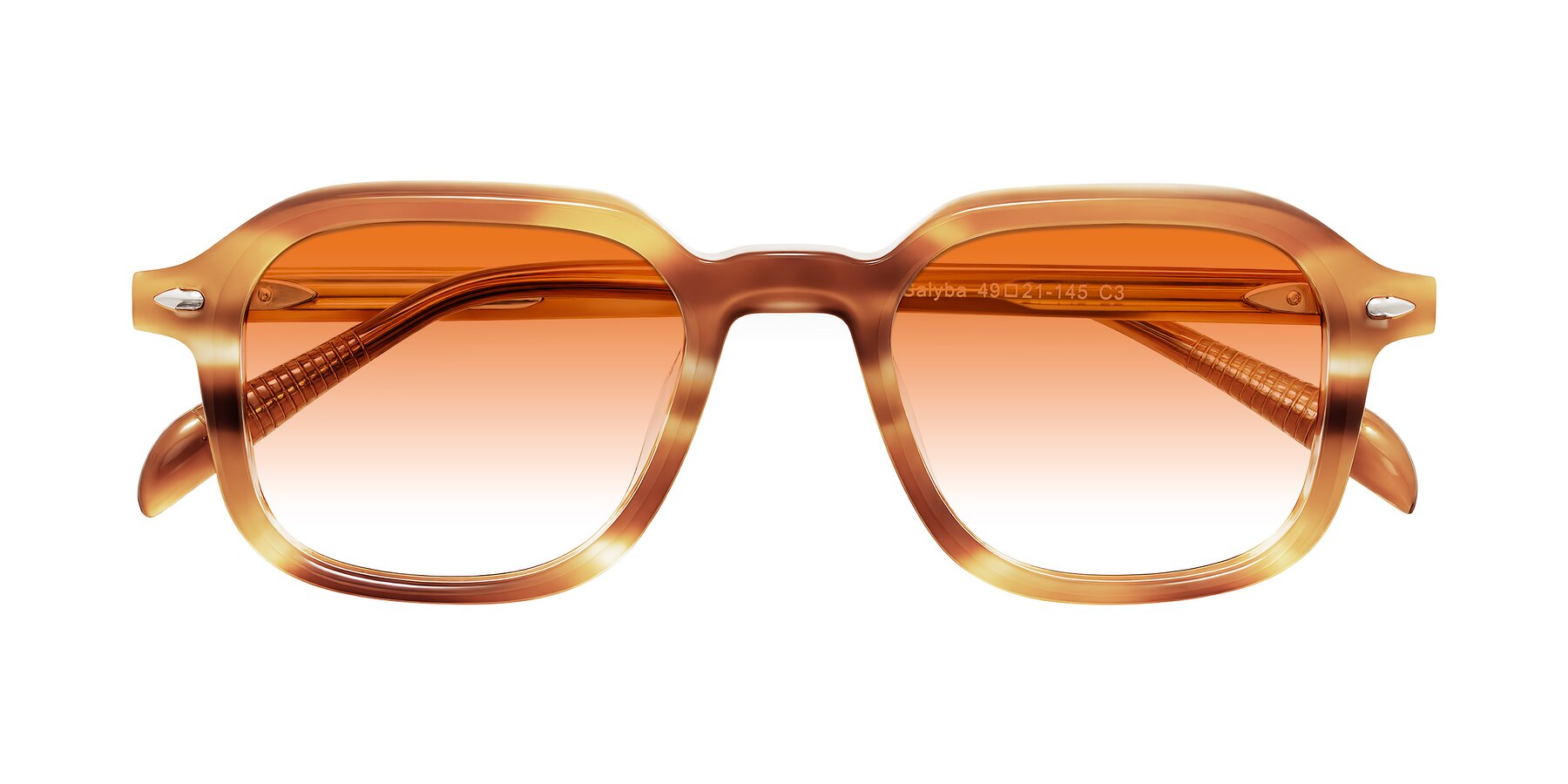 Folded Front of Salyba in Amber Striped with Orange Gradient Lenses