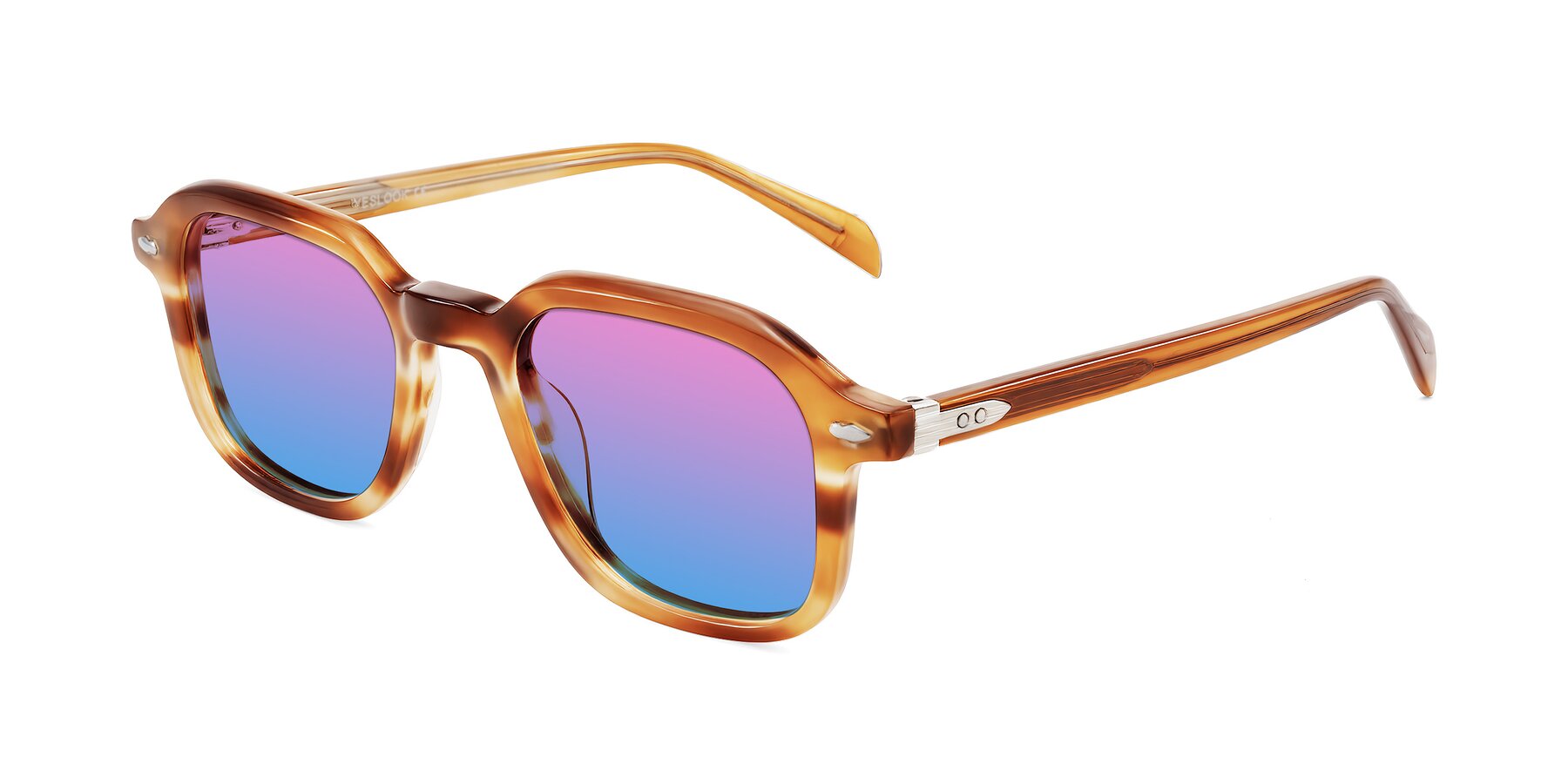 Angle of Salyba in Amber Striped with Pink / Blue Gradient Lenses