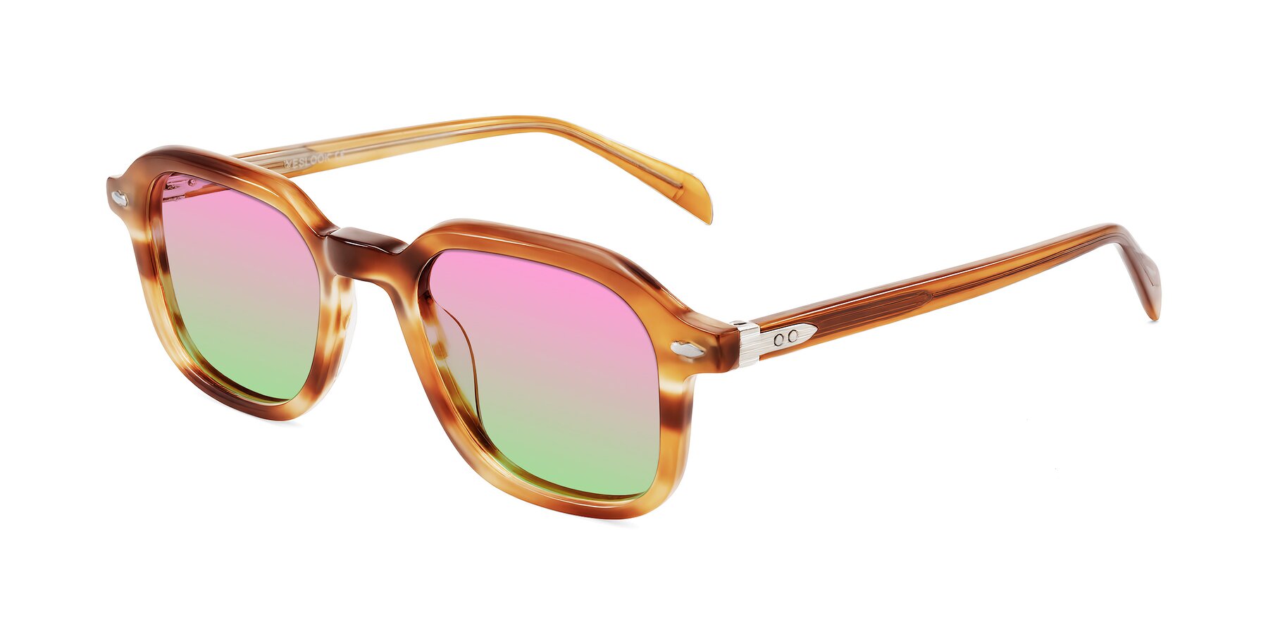Angle of Salyba in Amber Striped with Pink / Green Gradient Lenses
