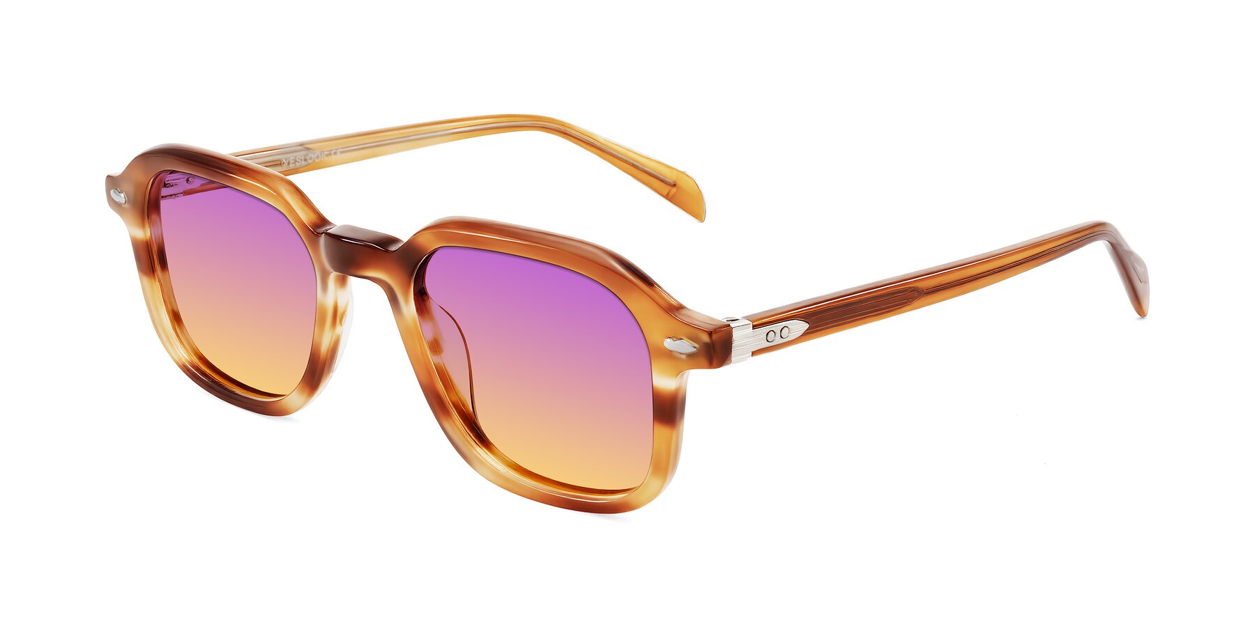 Angle of Salyba in Amber Striped with Purple / Yellow Gradient Lenses