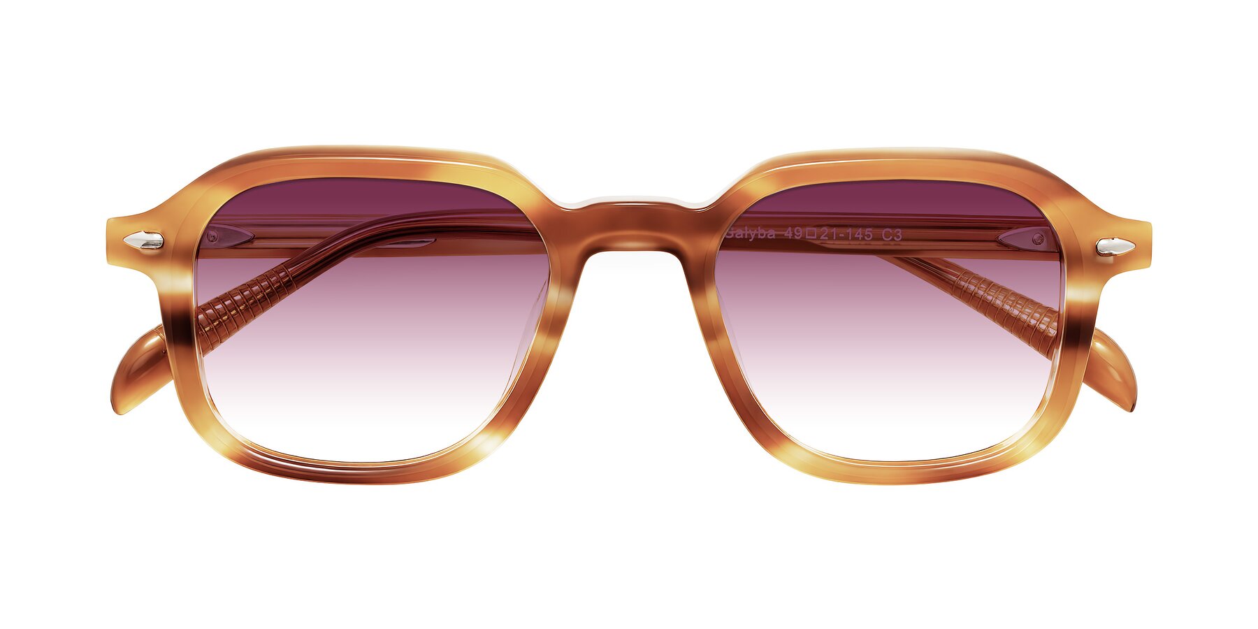 Folded Front of Salyba in Amber Striped with Wine Gradient Lenses