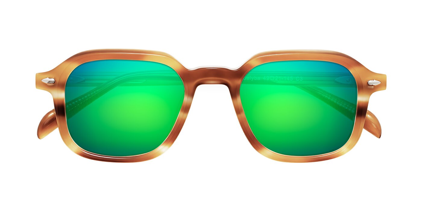 Salyba - Amber Striped Flash Mirrored Sunglasses