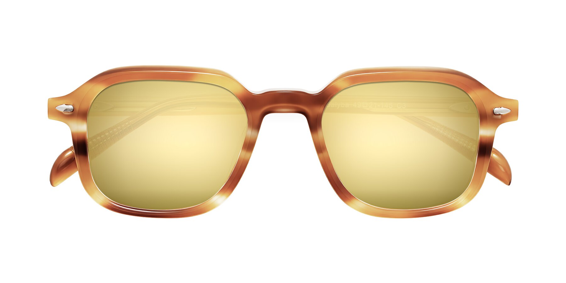 Folded Front of Salyba in Amber Striped with Gold Mirrored Lenses