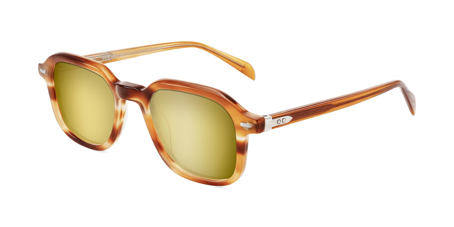 Angle of Salyba in Amber Striped with Gold Mirrored Lenses