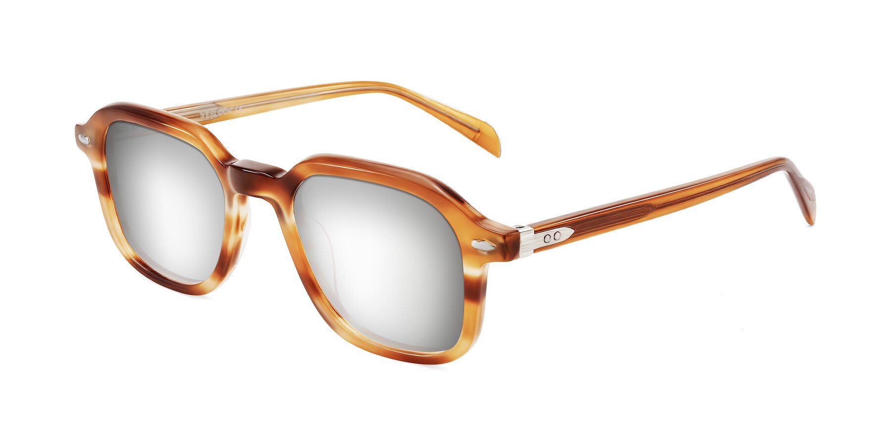 Angle of Salyba in Amber Striped with Silver Mirrored Lenses