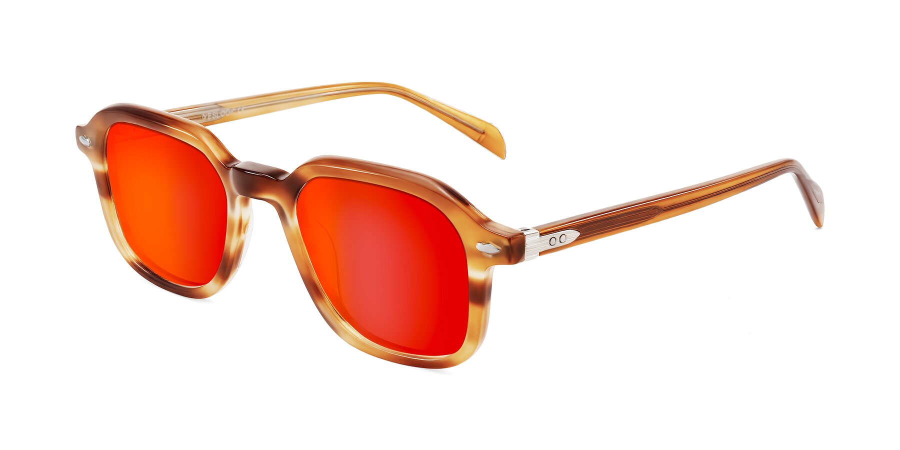 Angle of Salyba in Amber Striped with Red Gold Mirrored Lenses