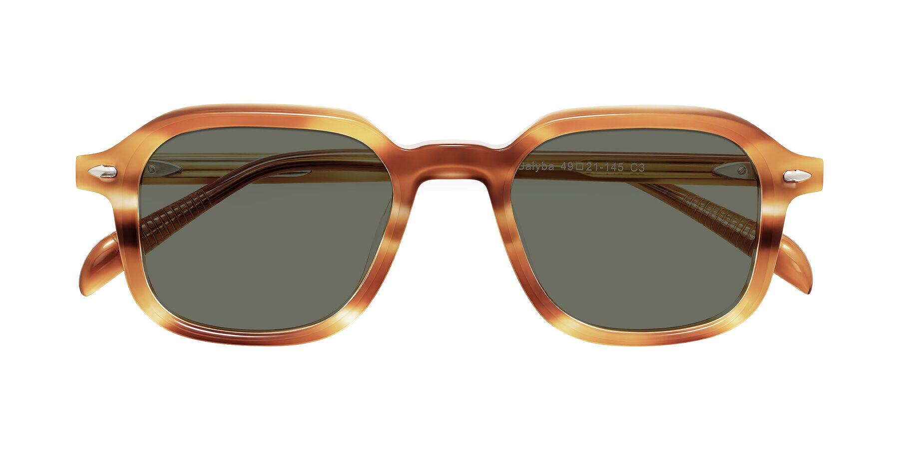 Folded Front of Salyba in Amber Striped with Gray Polarized Lenses