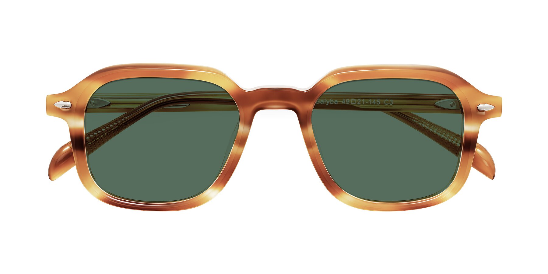 Folded Front of Salyba in Amber Striped with Green Polarized Lenses
