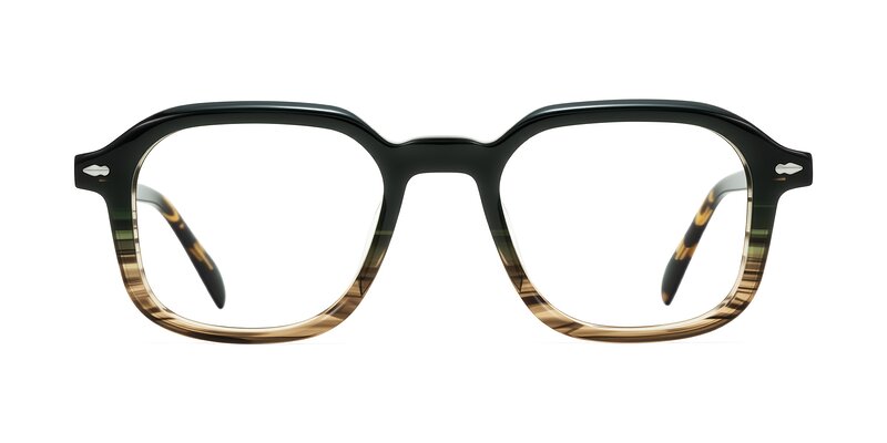 Salyba - Dark Green/Brown Striped Eyeglasses