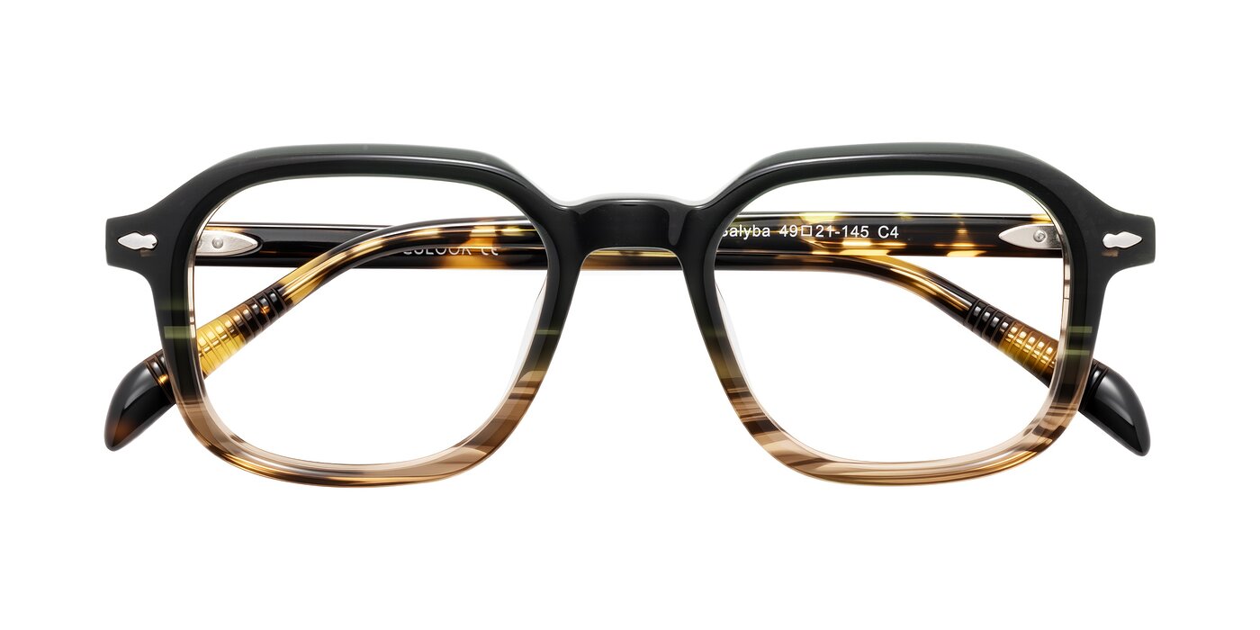 Salyba - Dark Green/Brown Striped Eyeglasses