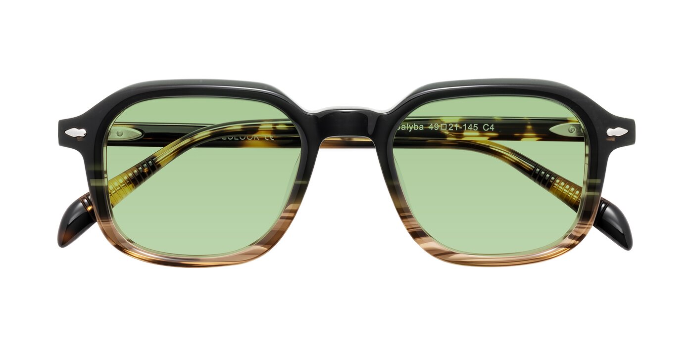 Salyba - Dark Green/Brown Striped Tinted Sunglasses