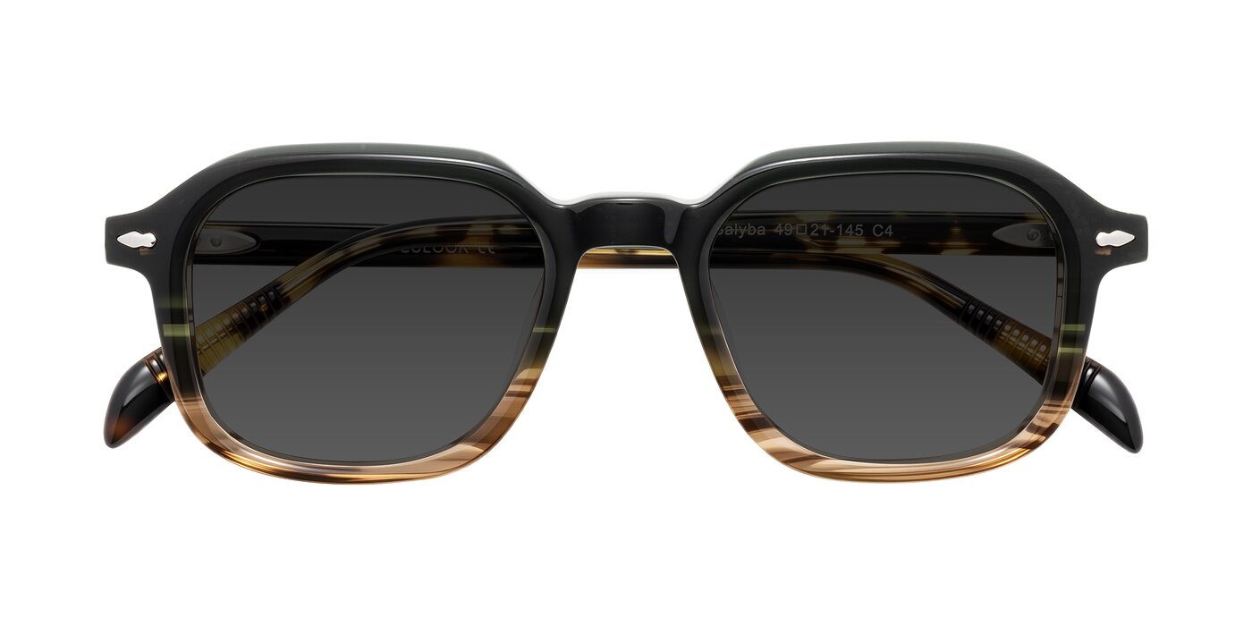 Salyba - Dark Green/Brown Striped Tinted Sunglasses