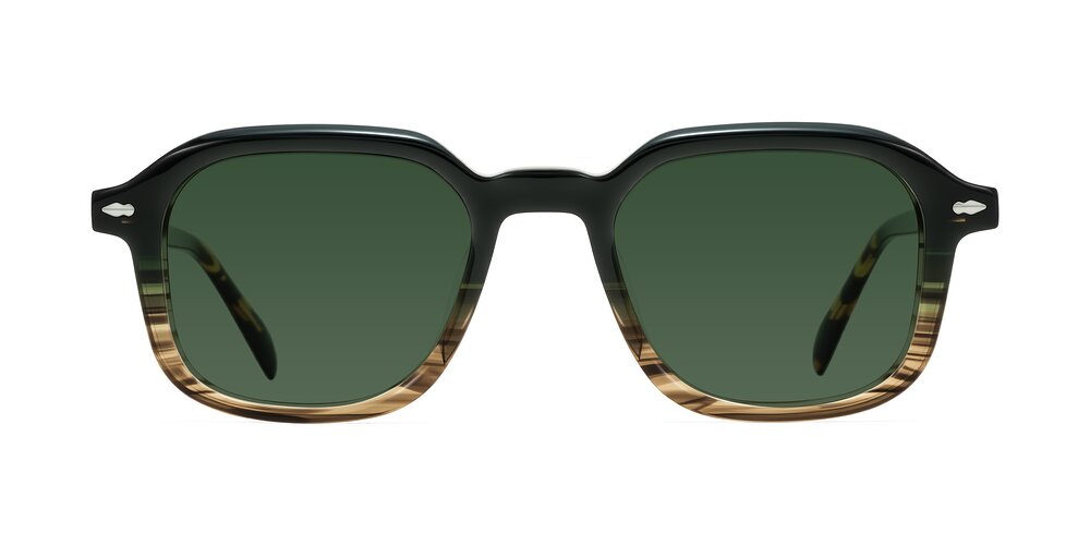 Salyba - Dark Green/Brown Striped Tinted Sunglasses