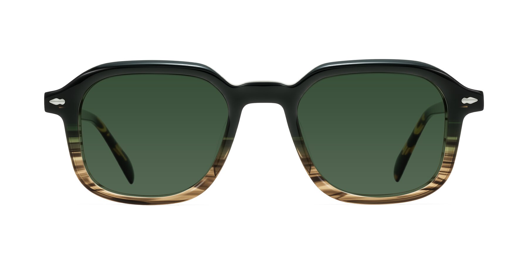 Salyba - Dark Green/Brown Striped Sunglasses