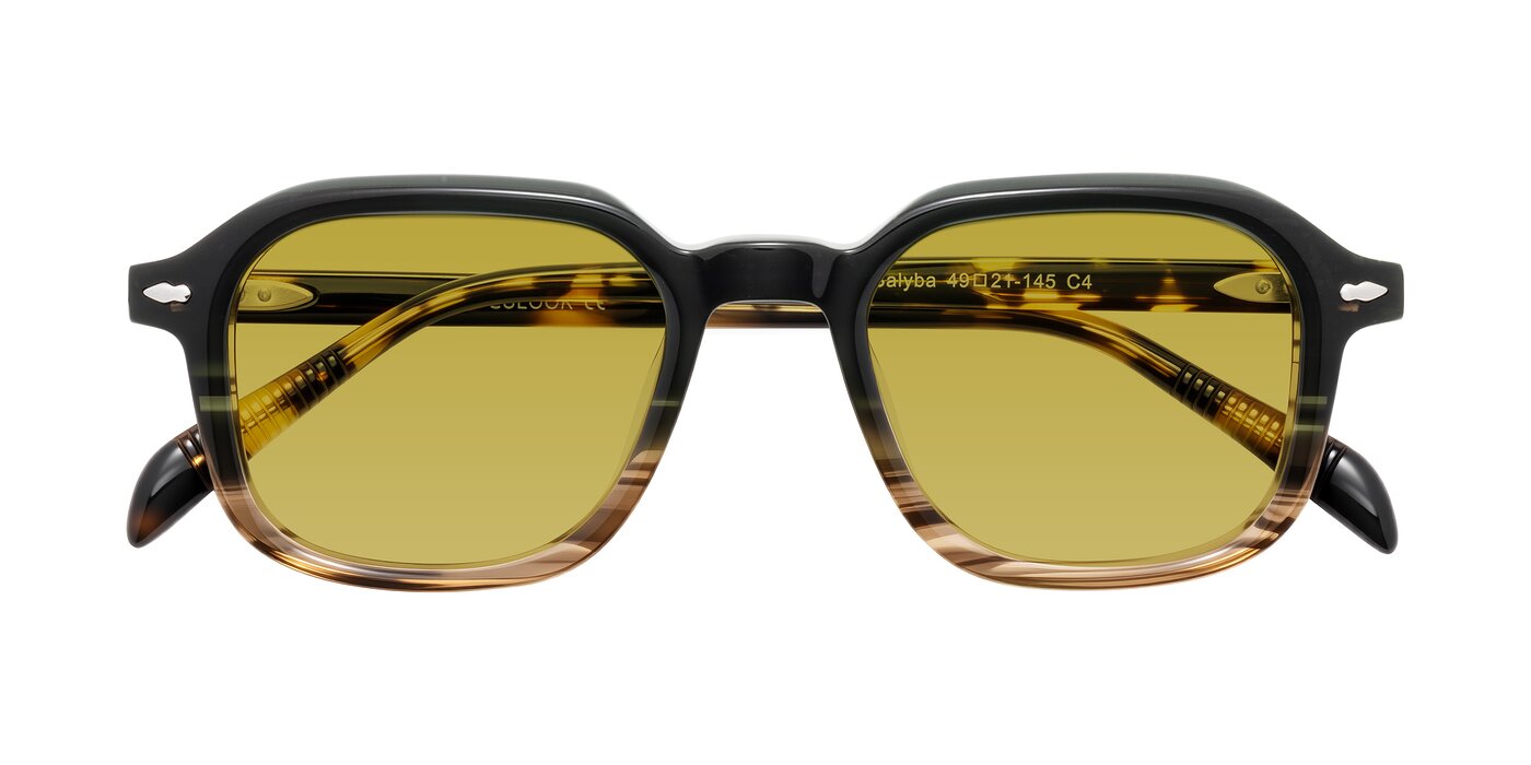 Salyba - Dark Green/Brown Striped Tinted Sunglasses