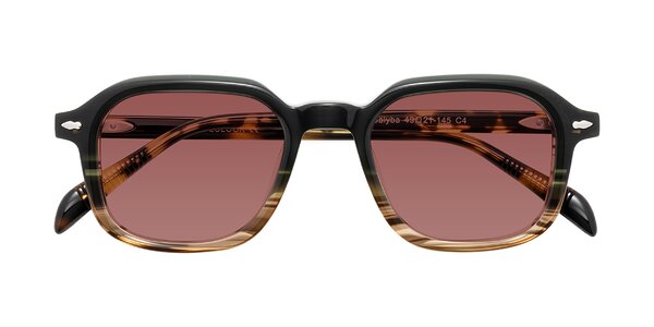 Front of Salyba in Dark Green/Brown Striped