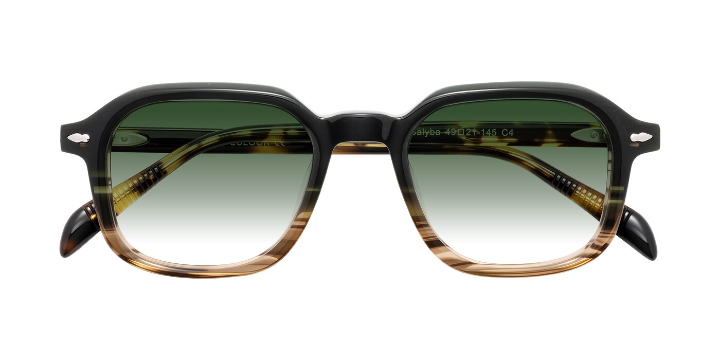 Salyba - Dark Green/Brown Striped Gradient Sunglasses