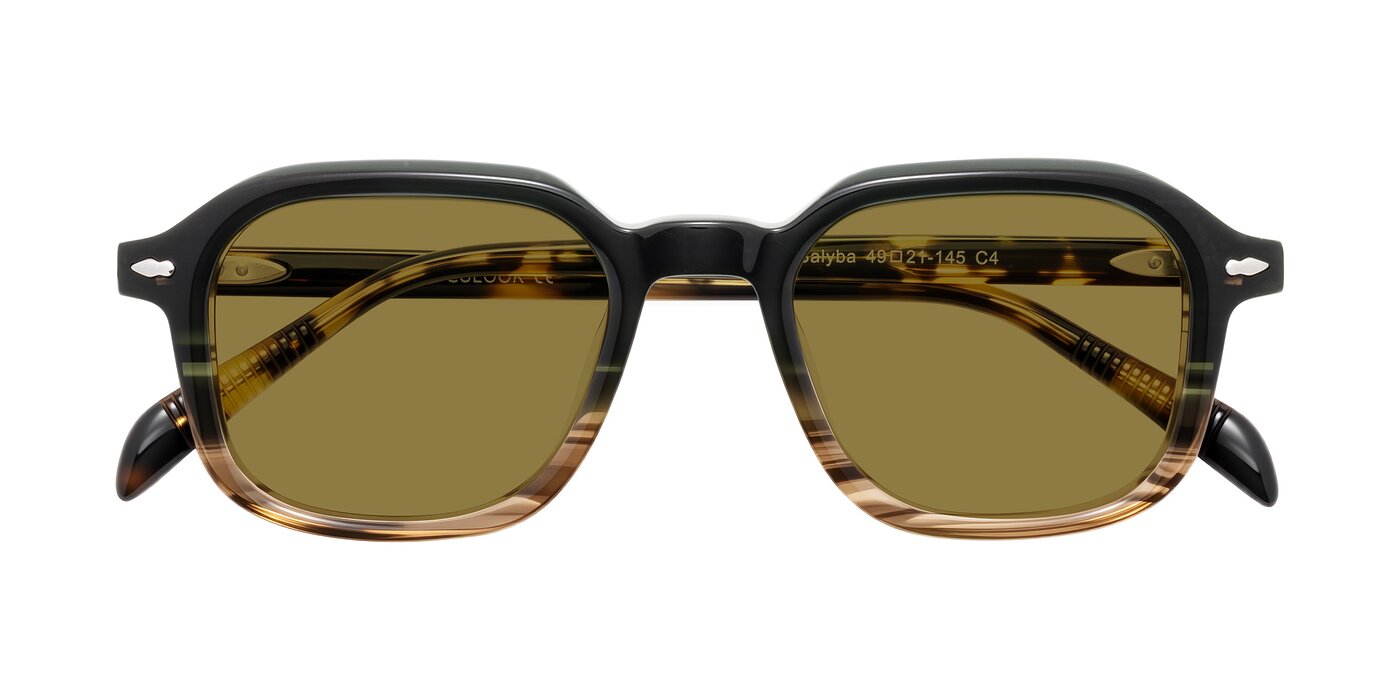 Salyba - Dark Green/Brown Striped Polarized Sunglasses
