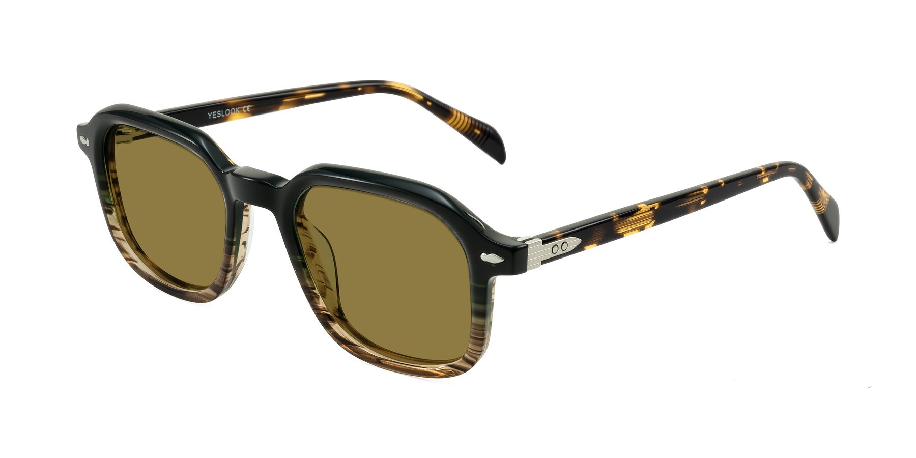 Angle of Salyba in Dark Green/Brown Striped with Brown Polarized Lenses