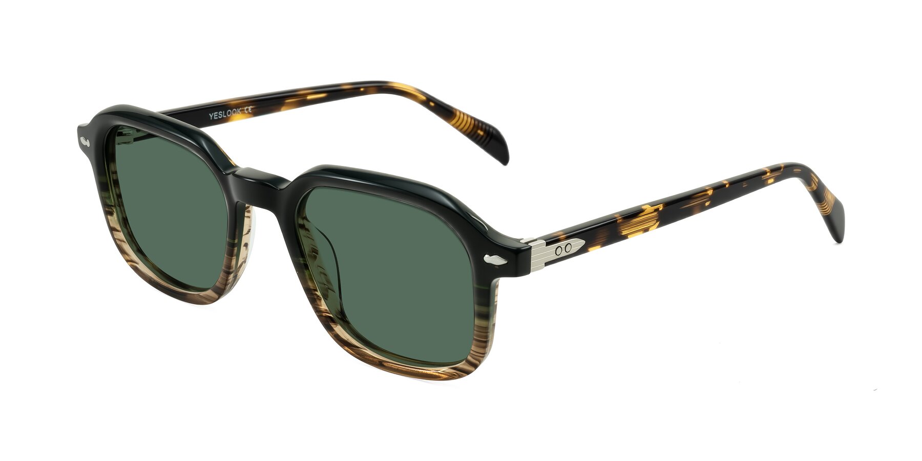 Angle of Salyba in Dark Green/Brown Striped with Green Polarized Lenses