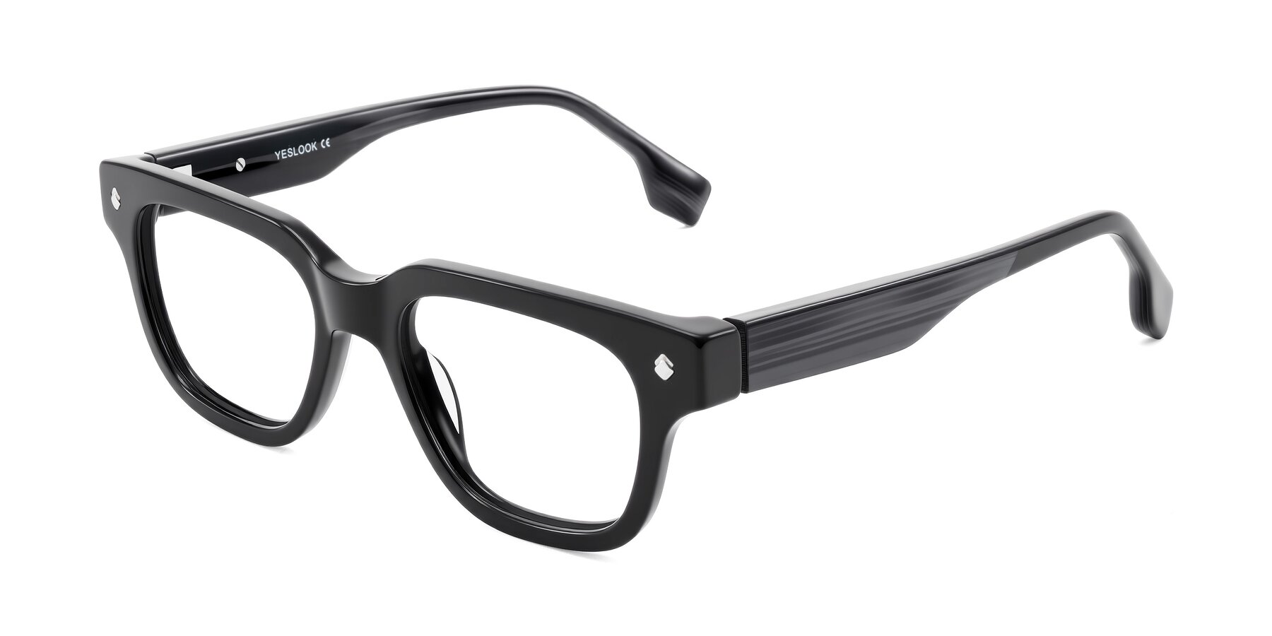 Angle of Jensen in Black/Gray Striped with Clear Reading Eyeglass Lenses