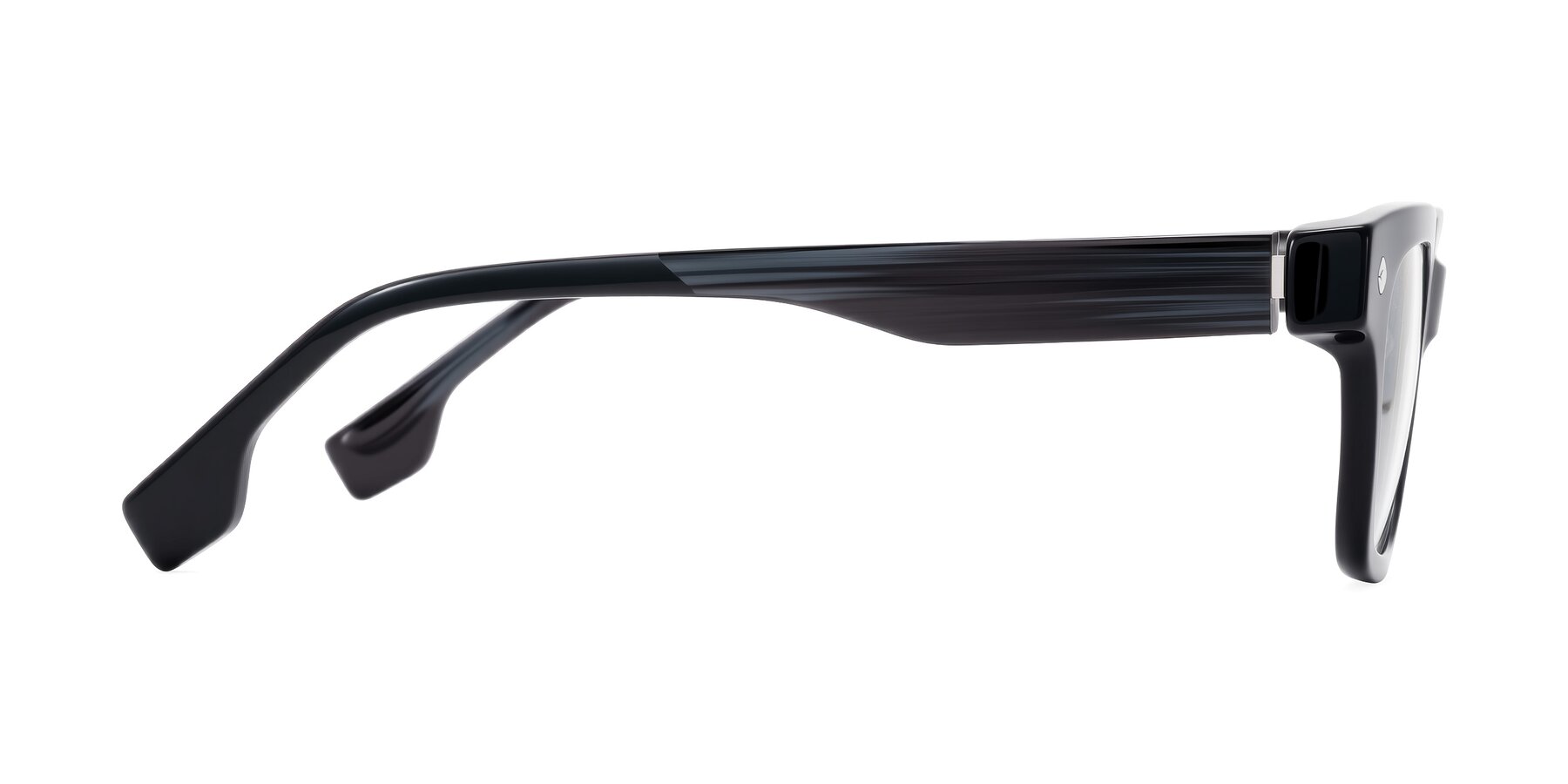 Side of Jensen in Black/Gray Striped with Clear Reading Eyeglass Lenses
