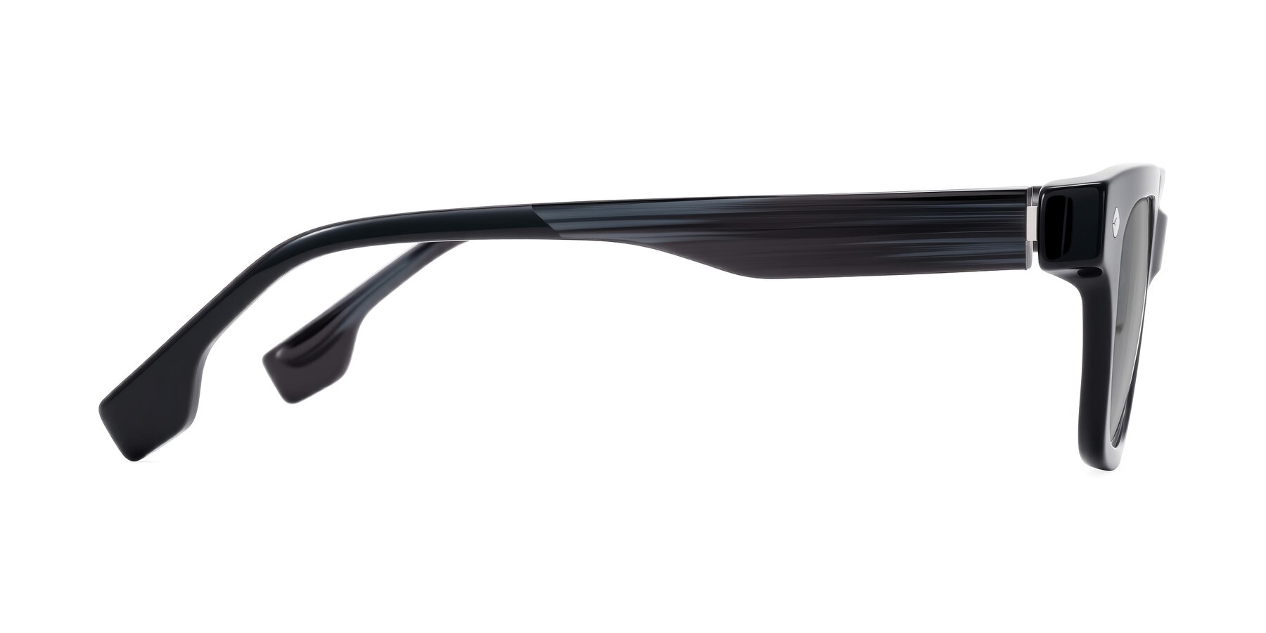 Side of Jensen in Black/Gray Striped with Light Gray Tinted Lenses