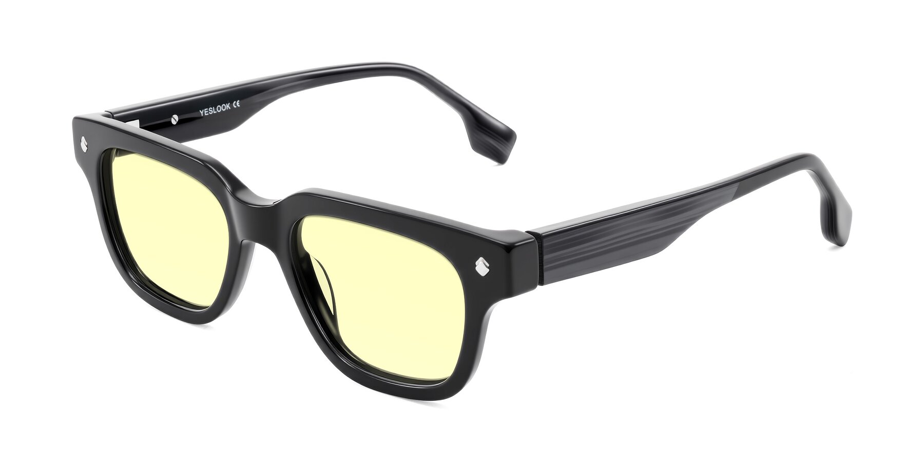 Angle of Jensen in Black/Gray Striped with Light Yellow Tinted Lenses