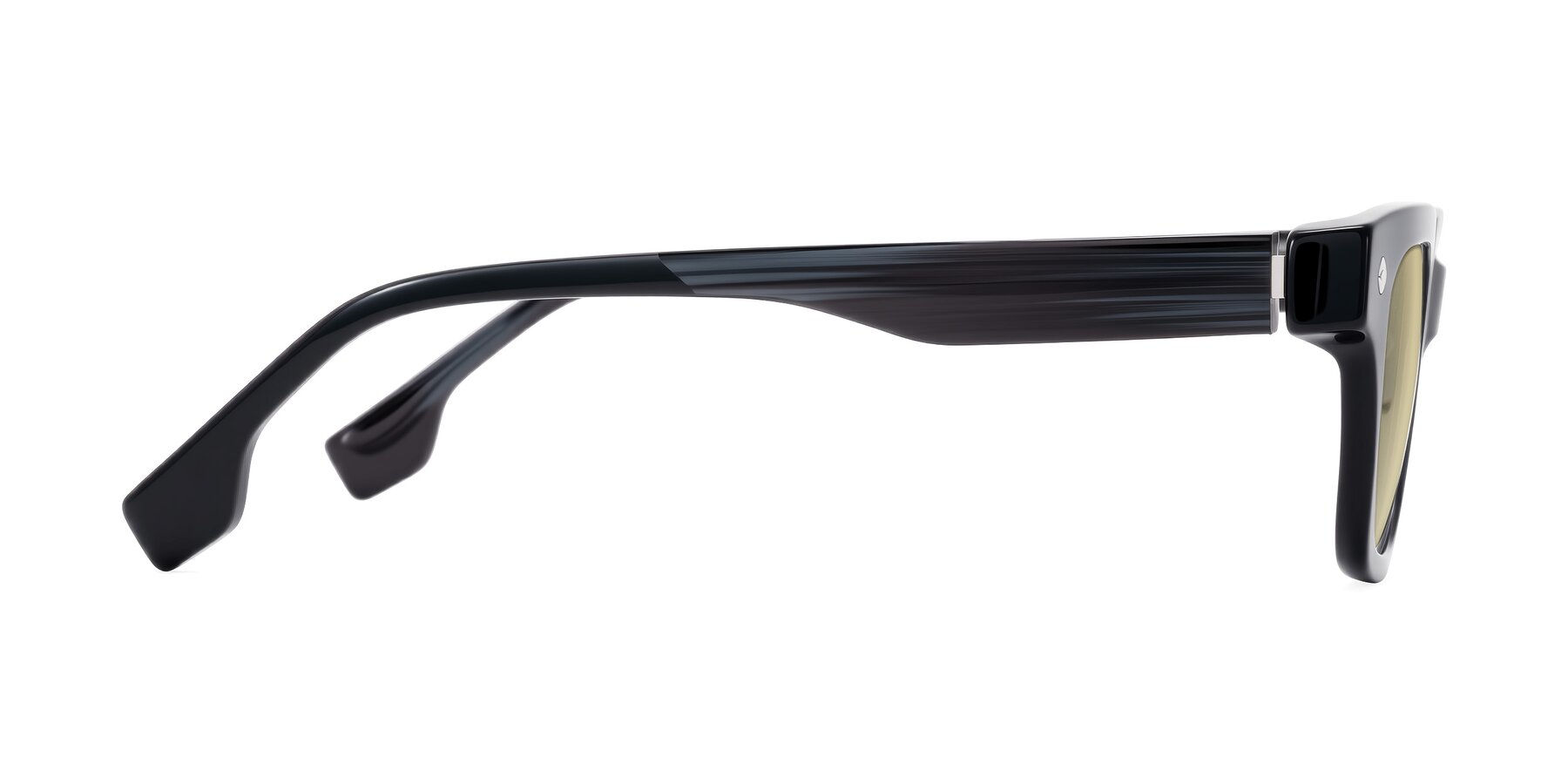 Side of Jensen in Black/Gray Striped with Light Champagne Tinted Lenses