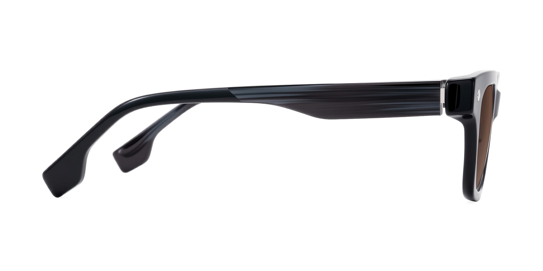 Side of Jensen in Black/Gray Striped with Brown Tinted Lenses