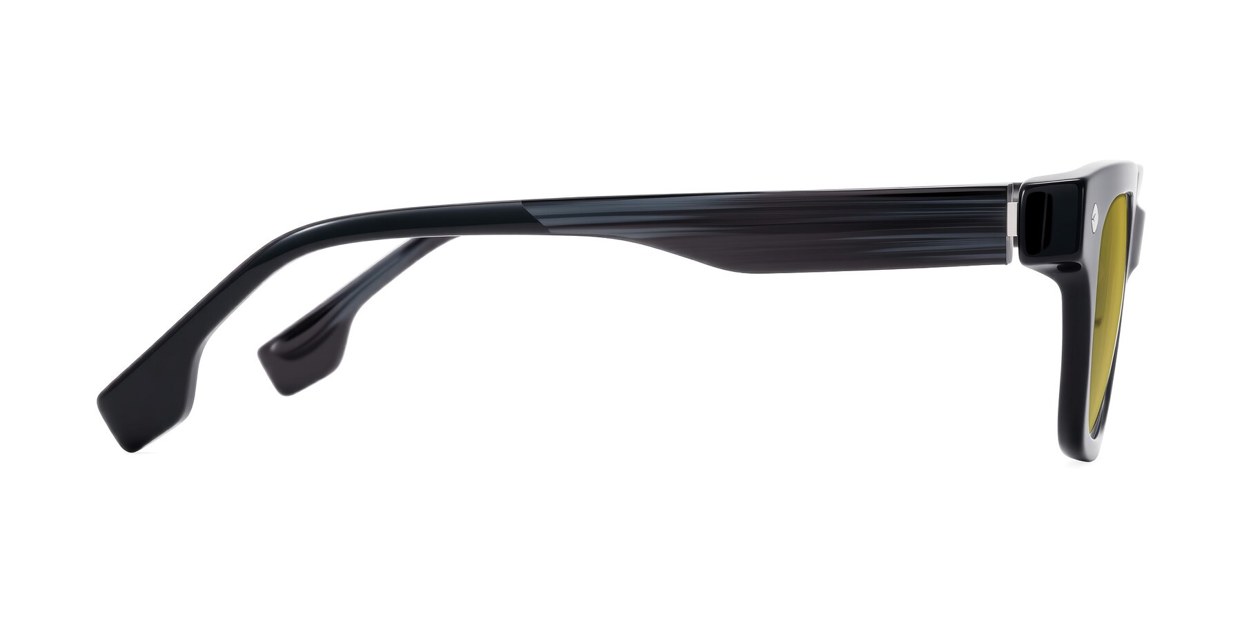 Side of Jensen in Black/Gray Striped with Champagne Tinted Lenses