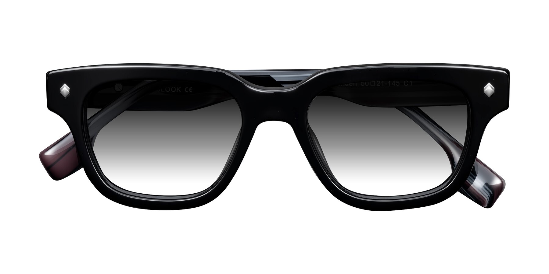 Folded Front of Jensen in Black/Gray Striped with Gray Gradient Lenses