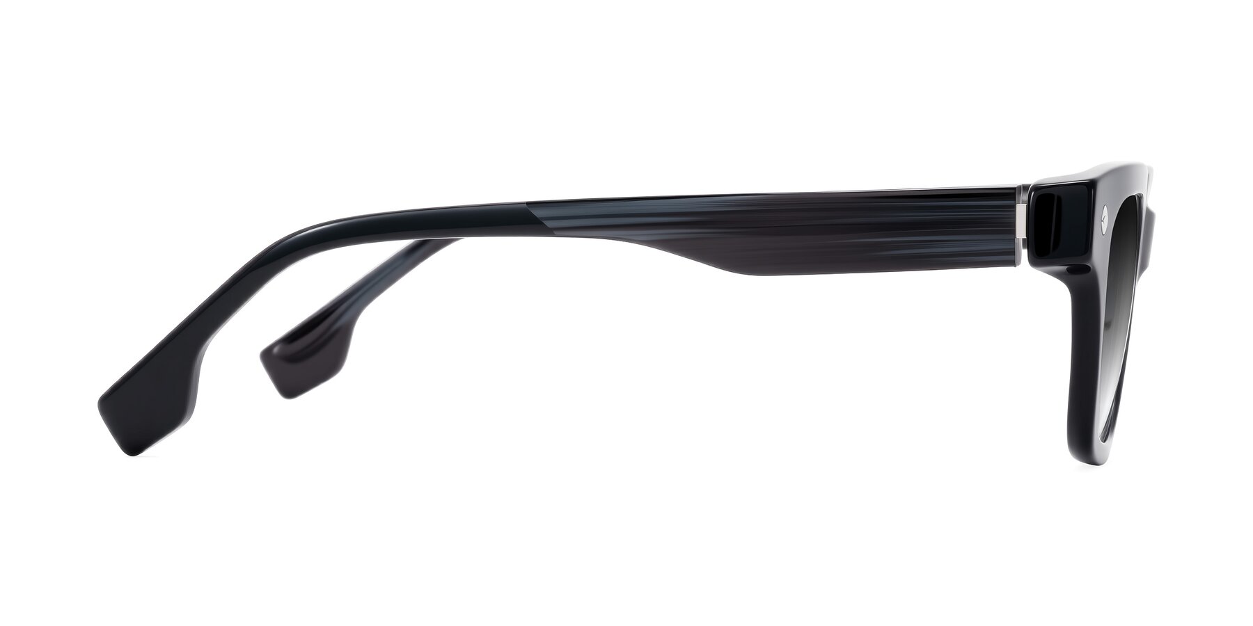 Side of Jensen in Black/Gray Striped with Gray Gradient Lenses