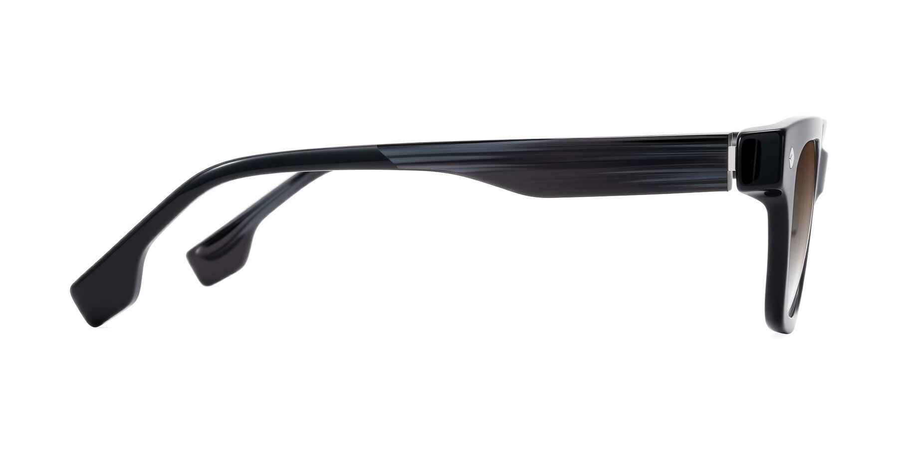 Side of Jensen in Black/Gray Striped with Brown Gradient Lenses