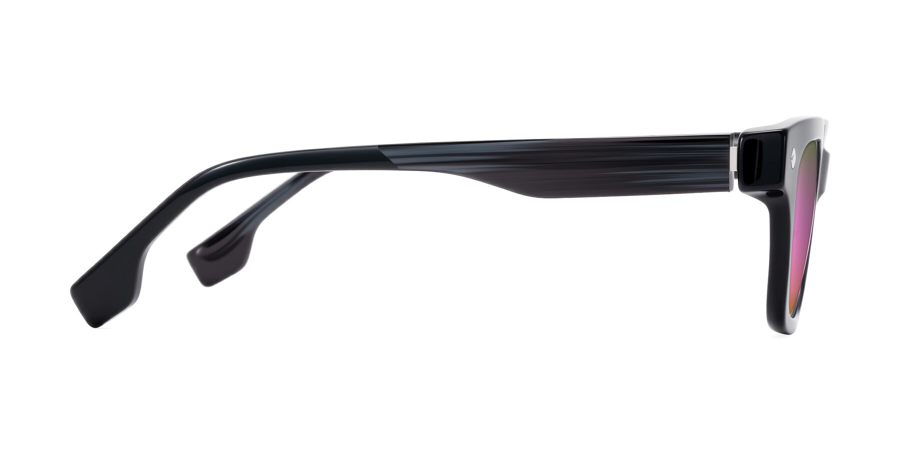 Side of Jensen in Black/Gray Striped with Pink Mirrored Lenses